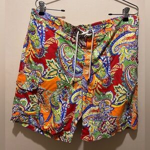 🌊VTG Polo Ralph Lauren Men’s SZ LARGE Swim Trunks Shorts Paisley Floral🌊